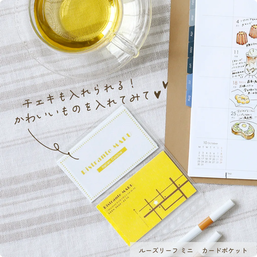 チェキも入れられる!かわいいものを入れてみて ルーズリーフミニ カードポケット