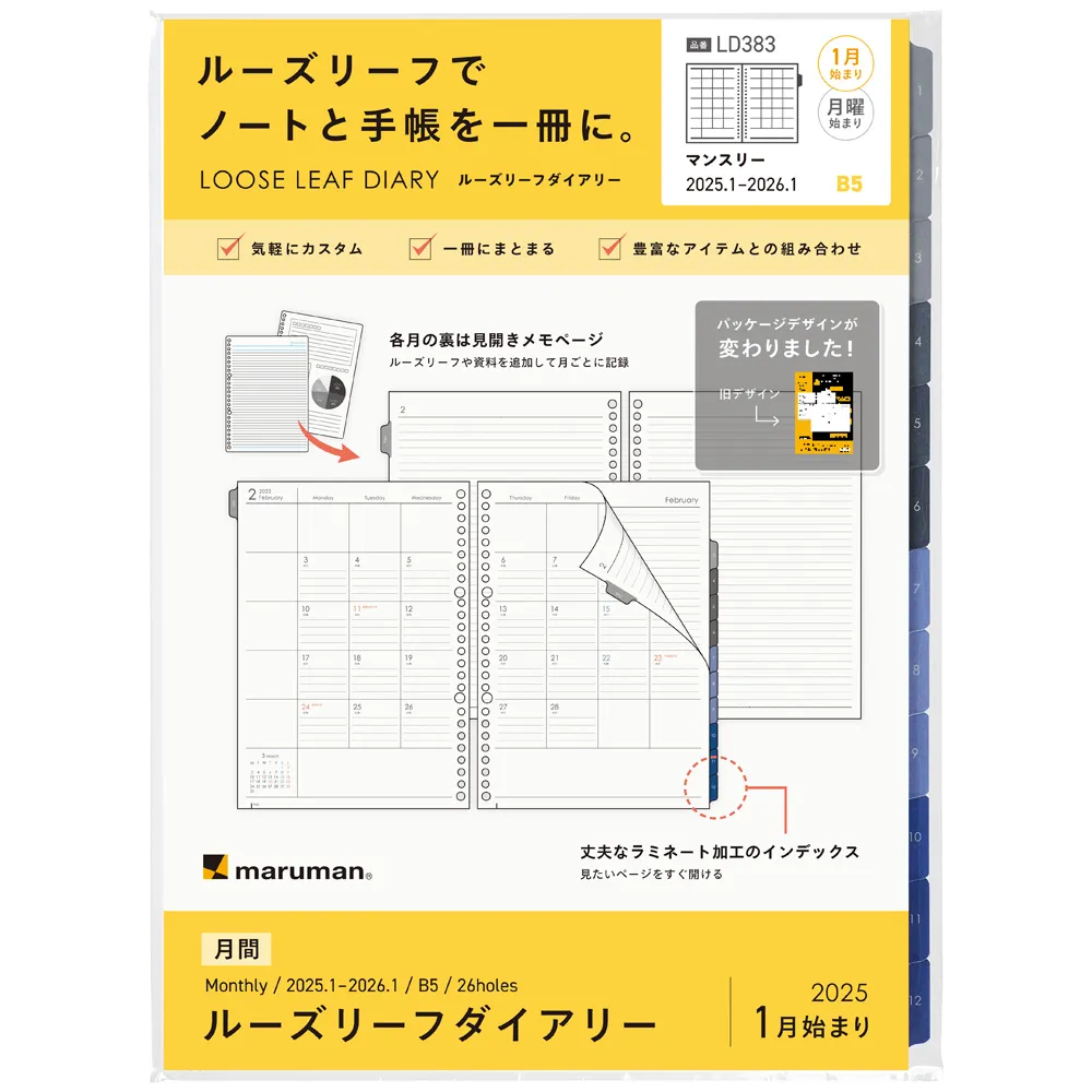 2025年1月始まり　ルーズリーフダイアリー　月間　<B5>